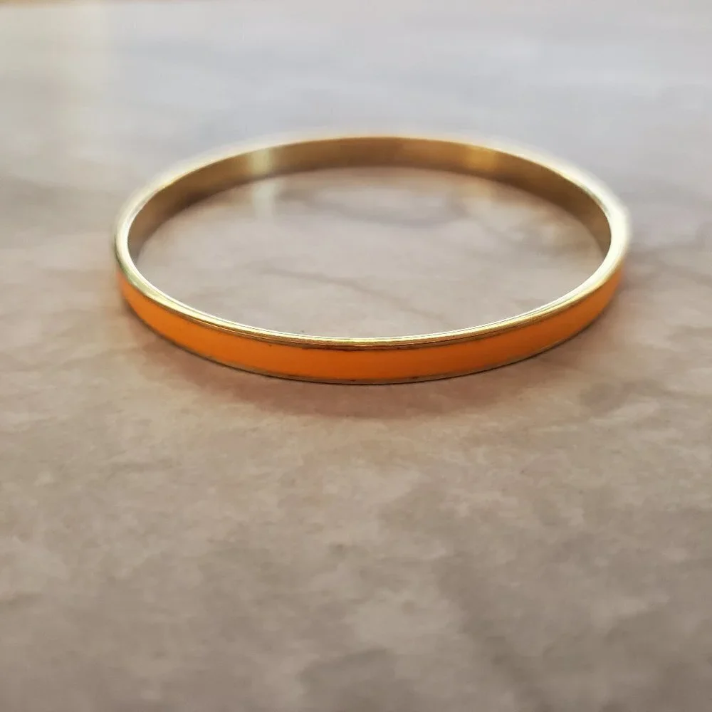 🧡 Vintage 2000's 00's Y2K J.Crew bright Orange Enamal Skinny Bangle Bracelet 🧡 - Picture 1 of 9
